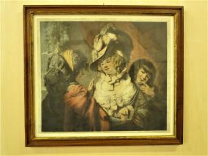 Print with interior scene from the 18th century